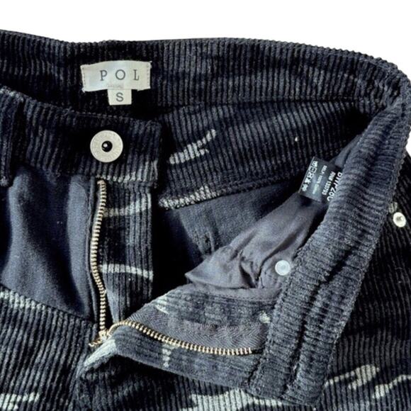 POL Camouflage Print Wide Leg Black Gray Corduroy Pants Women's Size Small - Picture 15 of 16